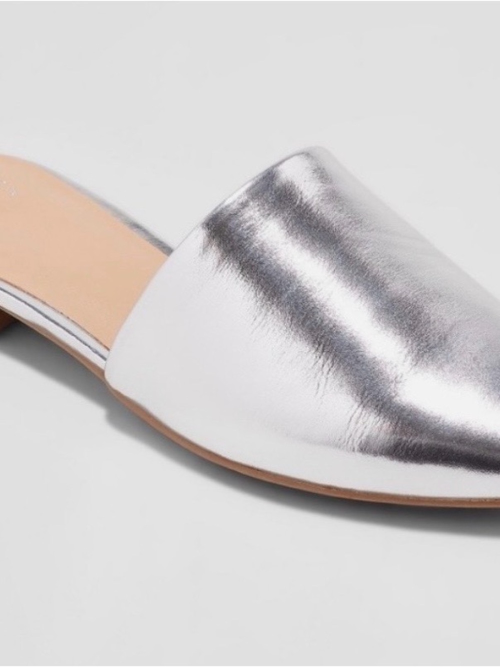✨ A New Day Chrome Silver Pointed Toe Slip-On Mules — Size 6